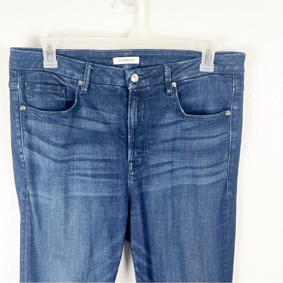 GOOD AMERICAN Good Legs Blue Five Pockets Whiskering High Rise Jeans, Size 16 - Picture 11 of 12